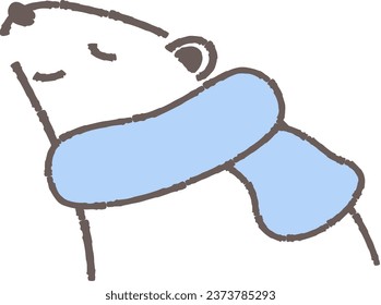 Illustration of a polar bear wearing a muffler (sideways face)