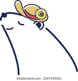 Illustration of a polar bear wearing a straw hat