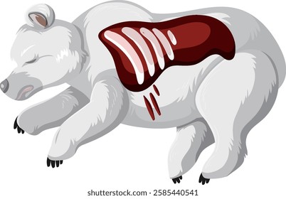 Illustration of a polar bear's internal anatomy