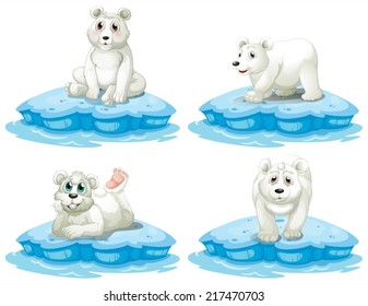 Illustration of polar bears set