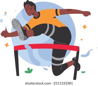 Illustration of pole vault athletes with a dynamic and colorful design concept that gives the impression of courage and enthusiasm.