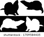 illustration with polecat silhouettes isolated on white and black background