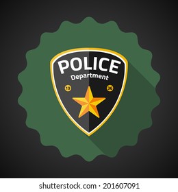 Illustration of Police Badge Flat icon vector background