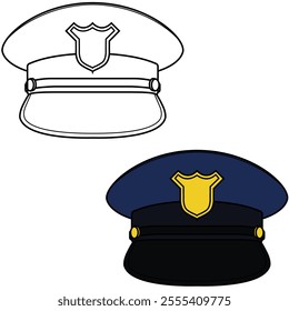 illustration of police cap hats