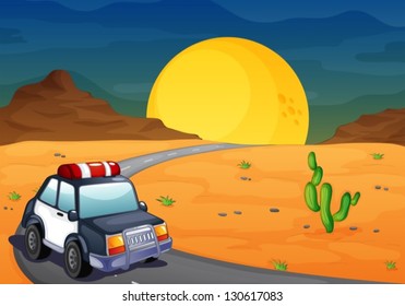 Illustration Of A Police Car At The Desert