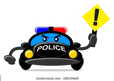 illustration of police car with traffic sign