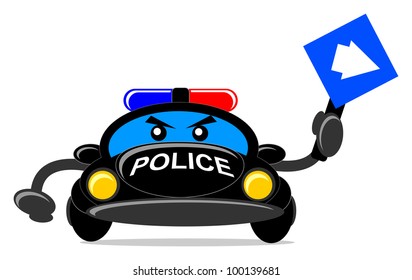 illustration of police car with traffic sign