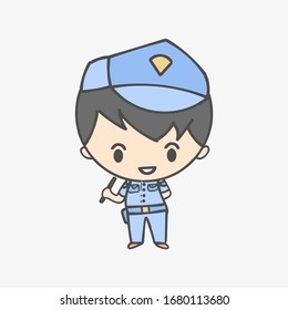 ilustración del vector de chibi de la policía