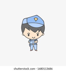 illustration of police chibi vector