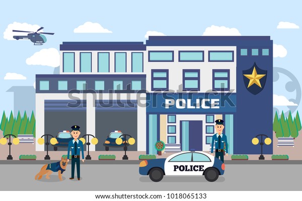 Illustration Police Department Officers Uniform Cars Stock ...