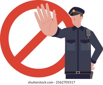 Illustration of a police officer making a stop gesture