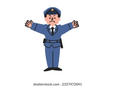 Illustration of a police officer or security guard doing a stop pose