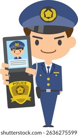 Ilustração de um policial mostrando seu caderno de polícia
