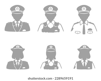 Illustration von Polizeibeamten Silhouette - Oberkörper