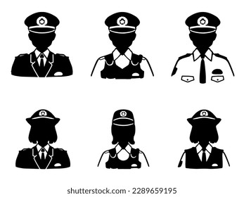 Illustration von Polizeibeamten Silhouette - Oberkörper