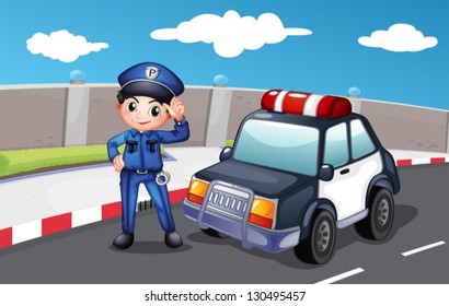 Illustration of a police officer at the street