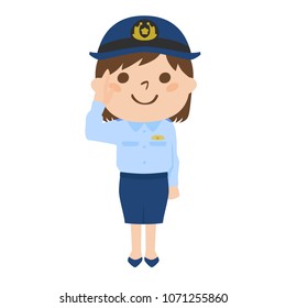 Illustration of a police officer of a woman who is working with a smile.