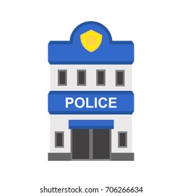 Illustration of a police station building on a white background