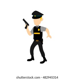 illustration of policeman cartoon with uniform in vector. Suitable to introduce profession to kids. Can be used for icon or logo.