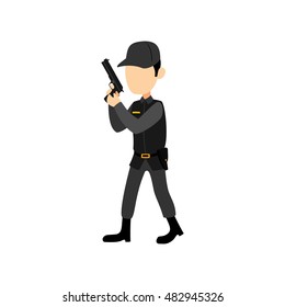 illustration of policeman cartoon with uniform in vector. Suitable to introduce profession to kids. Can be used for icon or logo.