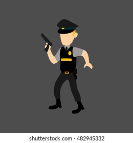 illustration of policeman cartoon with uniform in vector. Suitable to introduce profession to kids. Can be used for icon or logo.