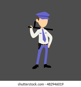 illustration of policeman cartoon with uniform in vector. Suitable to introduce profession to kids. Can be used for icon or logo.