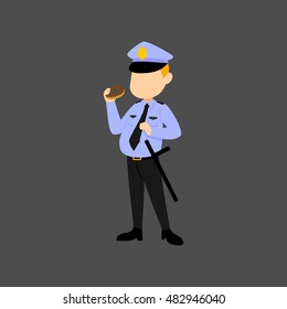illustration of policeman cartoon with uniform in vector. Suitable to introduce profession to kids. Can be used for icon or logo.