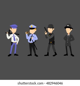 illustration of policeman cartoon with uniform in vector. Suitable to introduce profession to kids. Can be used for icon or logo.