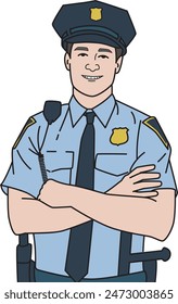 illustration of a policeman, vector art