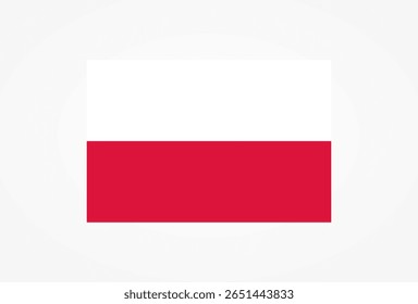 Illustration of the Polish flag. The flag consists of two horizontal stripes, white on top and red on the bottom. It's a simple and clean design representing the nation of Poland.