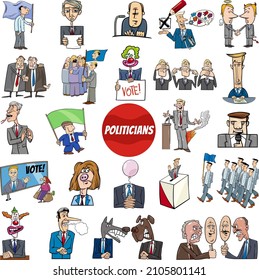 illustration of politicians characters and conceptual cartoons set