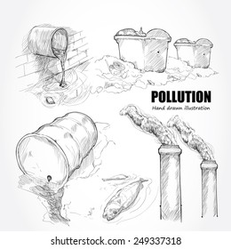 illustration of pollution. hand drawn.