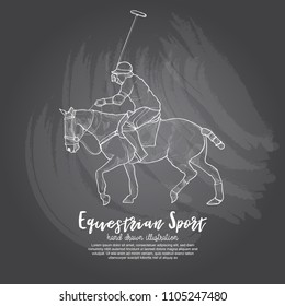 illustration of polo horse. chalk drawing style.