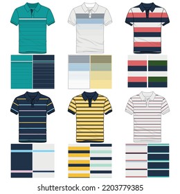 Illustration polo shirt template with fabric lines in colors, spring summer, winter, fashion design