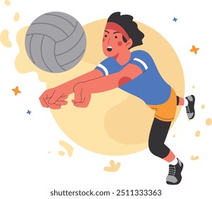 Illustration of a poly ball athlete with a dynamic and colorful design concept that gives the impression of courage and enthusiasm.