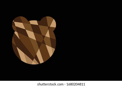 Illustration of polygonal bear head on black background, Polygonal abstract background