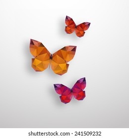 Illustration of  polygonal butterfly with isolated on white background