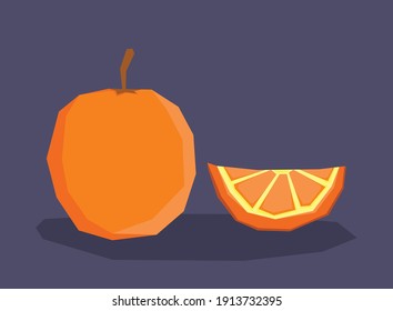 Ilustración del fruto naranja poligonal