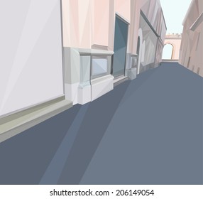 The illustration of polygonal street. Vector image.