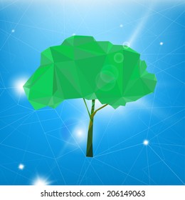 The illustration of polygonal tree. Vector image.