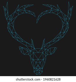 Illustration of a polygonal triangle deer head. Isolated vector.