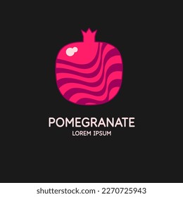 Illustration of a pomegranate in a flat style. Isolated image on a dark background. Vector icon.