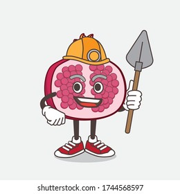 An illustration of Pomegranate Fruit cartoon mascot character as cool miner