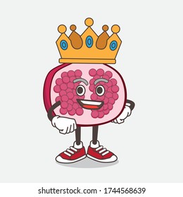 An illustration of Pomegranate Fruit cartoon mascot character stylized King cartoon mascot design
