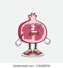 An illustration of Pomegranate Fruit cartoon mascot character with shocked gesture