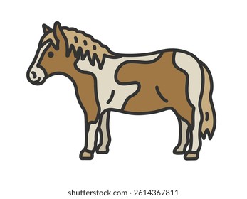 Illustration of a pony (line drawing color).
