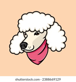 illustration of a poodle dog wearing a pink bandana.