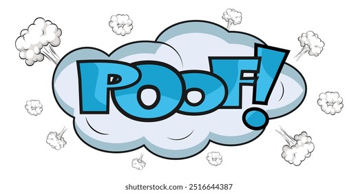 Illustration of poof - professional expressive comic text on white background