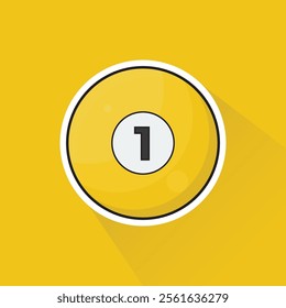 Illustration of Pool Ball Number 1 in Flat Design