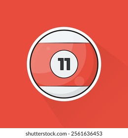 Illustration of Pool Ball Number 11 in Flat Design